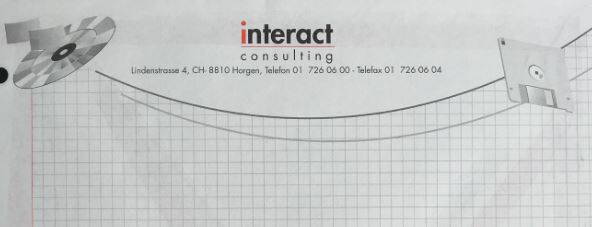 Im Wandel der Zeit: Das Interact Logo auf einem Schreibblock von 1991